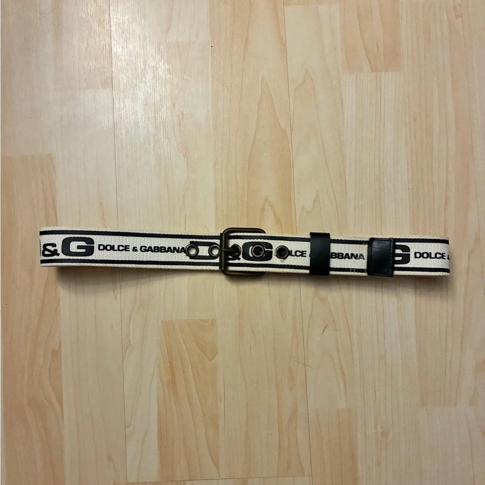 Dolce & Gabbana Canvas Logo Belt Black White D&G Designer Streetwear Unisex